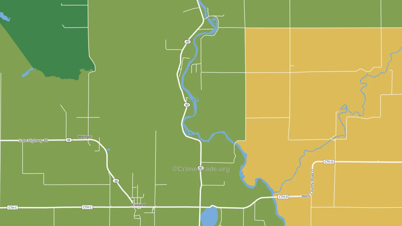 Lemington, WI Map of Vehicle Theft Rates