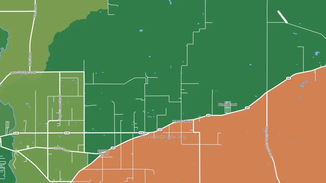 Lemon Grove, FL Map of Vehicle Theft Rates
