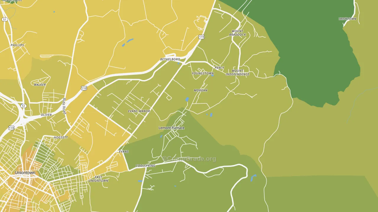Lemont Furnace, PA Map of Vehicle Theft Rates
