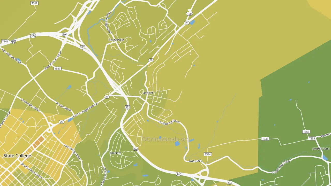 Lemont, PA Map of Vehicle Theft Rates
