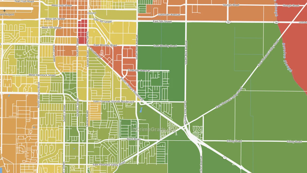 Lemonwood Eastmont, Oxnard, CA Map of Vehicle Theft Rates