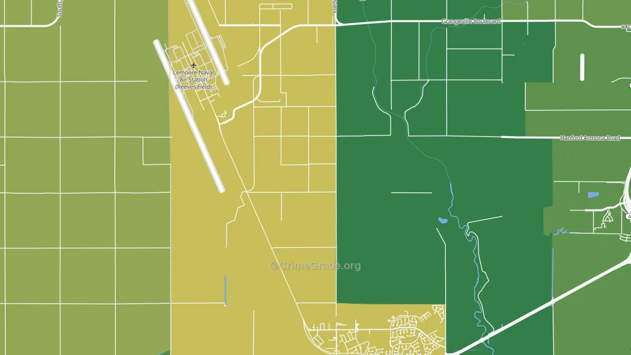 Lemoore Naval Air Station, CA Map of Vehicle Theft Rates