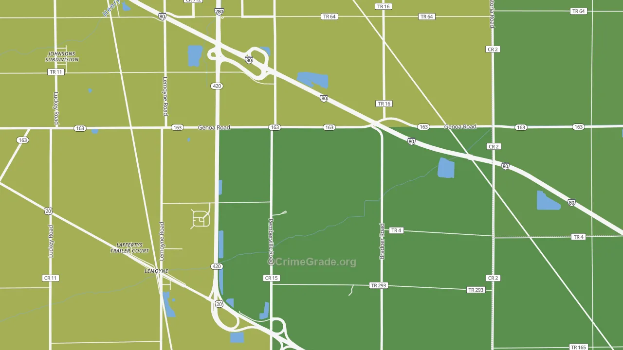 Lemoyne, OH Map of Vehicle Theft Rates