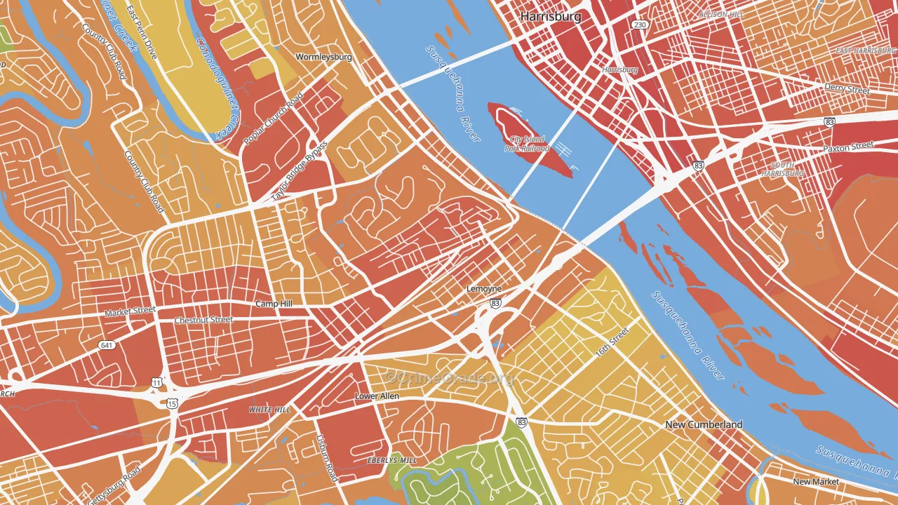 Lemoyne, PA Map of Vehicle Theft Rates