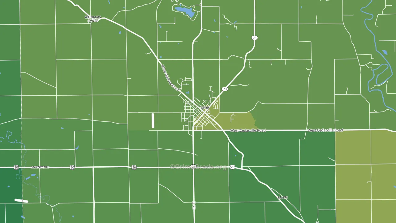 Lena, IL Map of Vehicle Theft Rates