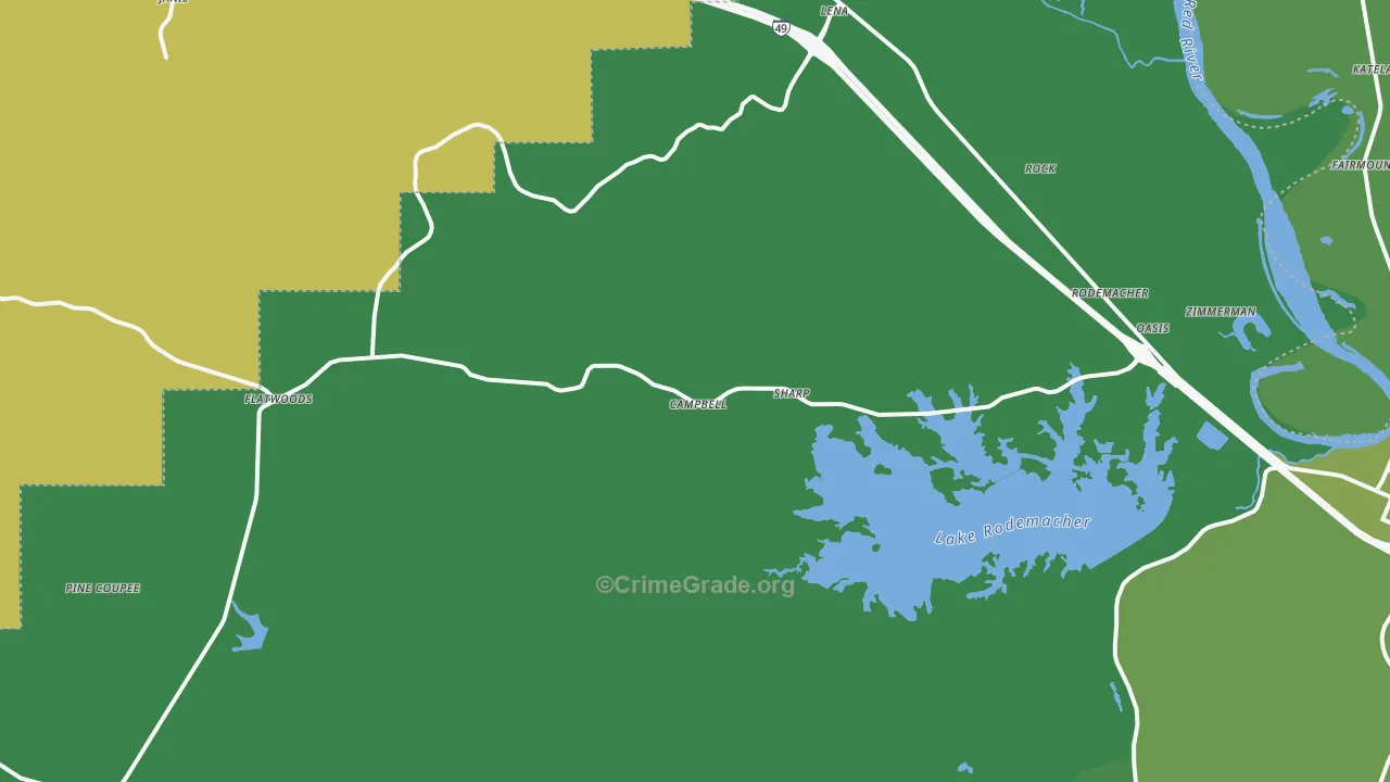Lena, LA Map of Vehicle Theft Rates