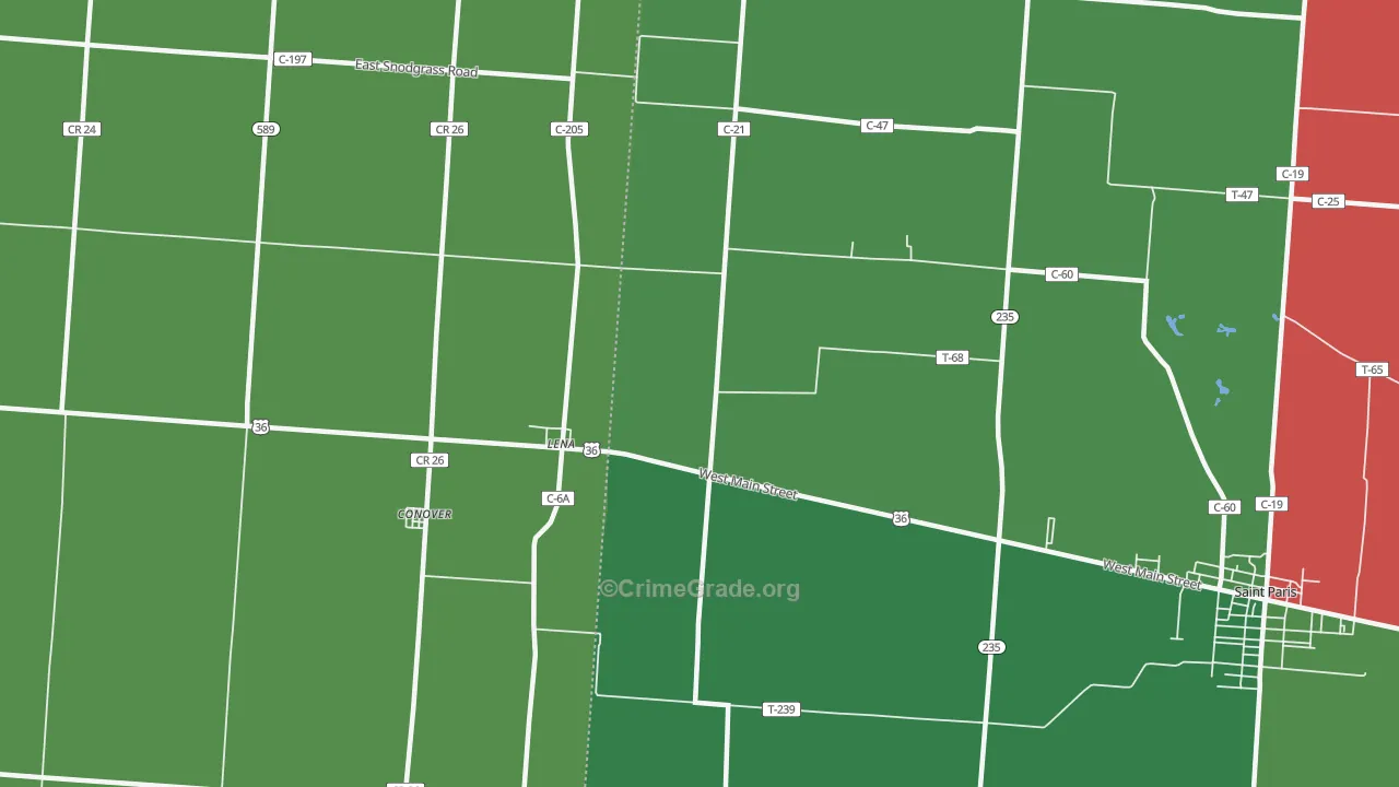 Lena, OH Map of Vehicle Theft Rates