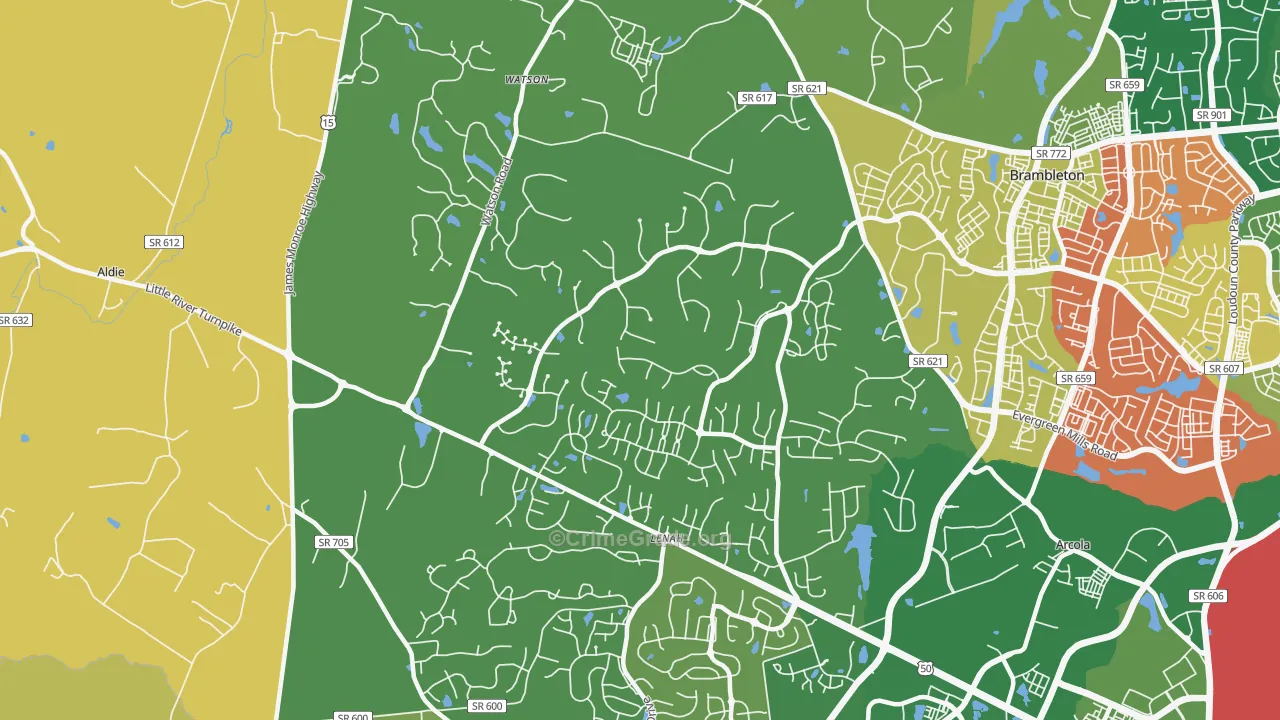 Lenah, VA Map of Vehicle Theft Rates