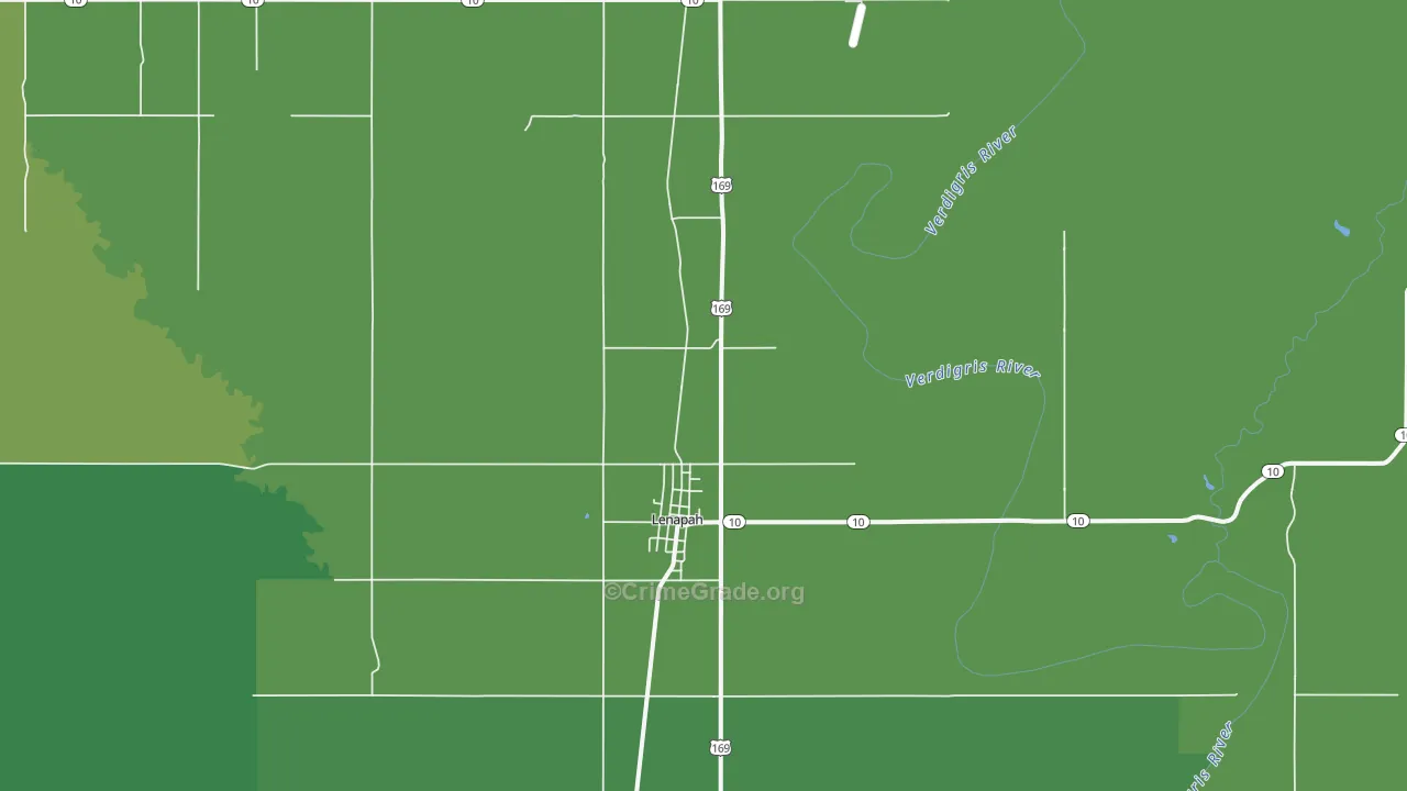 Lenapah, OK Map of Vehicle Theft Rates