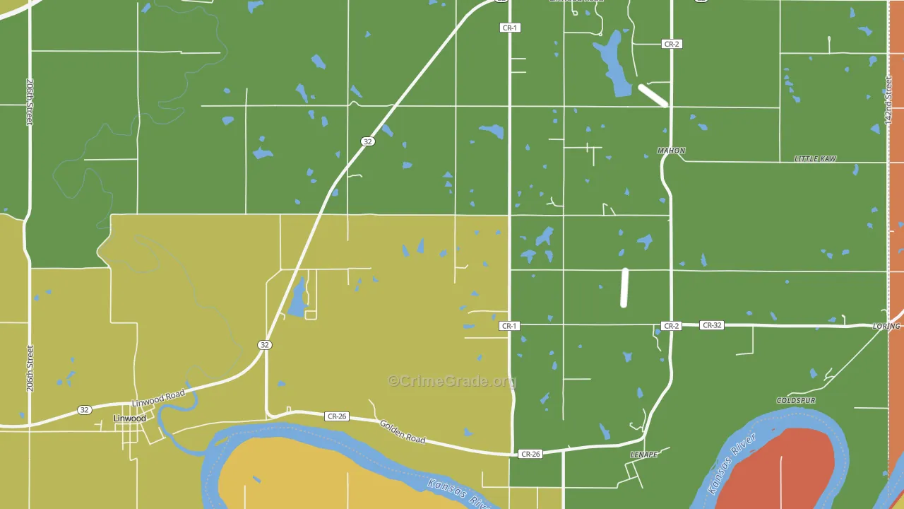 Lenape, KS Map of Vehicle Theft Rates