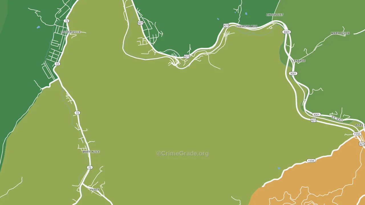 Lenarue, KY Map of Vehicle Theft Rates