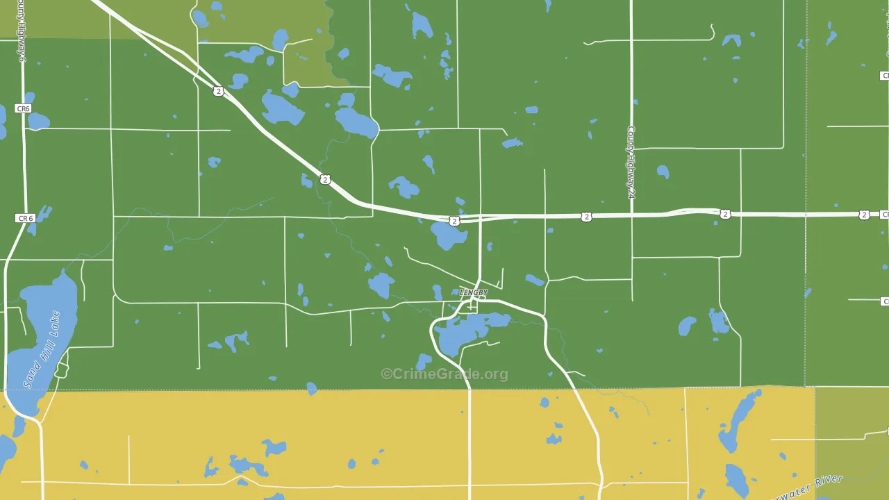 Lengby, MN Map of Vehicle Theft Rates