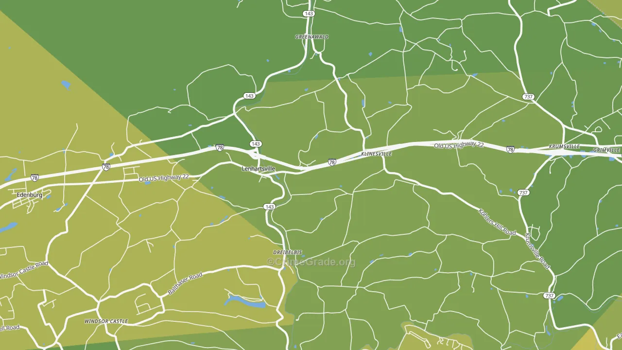 Lenhartsville, PA Map of Vehicle Theft Rates