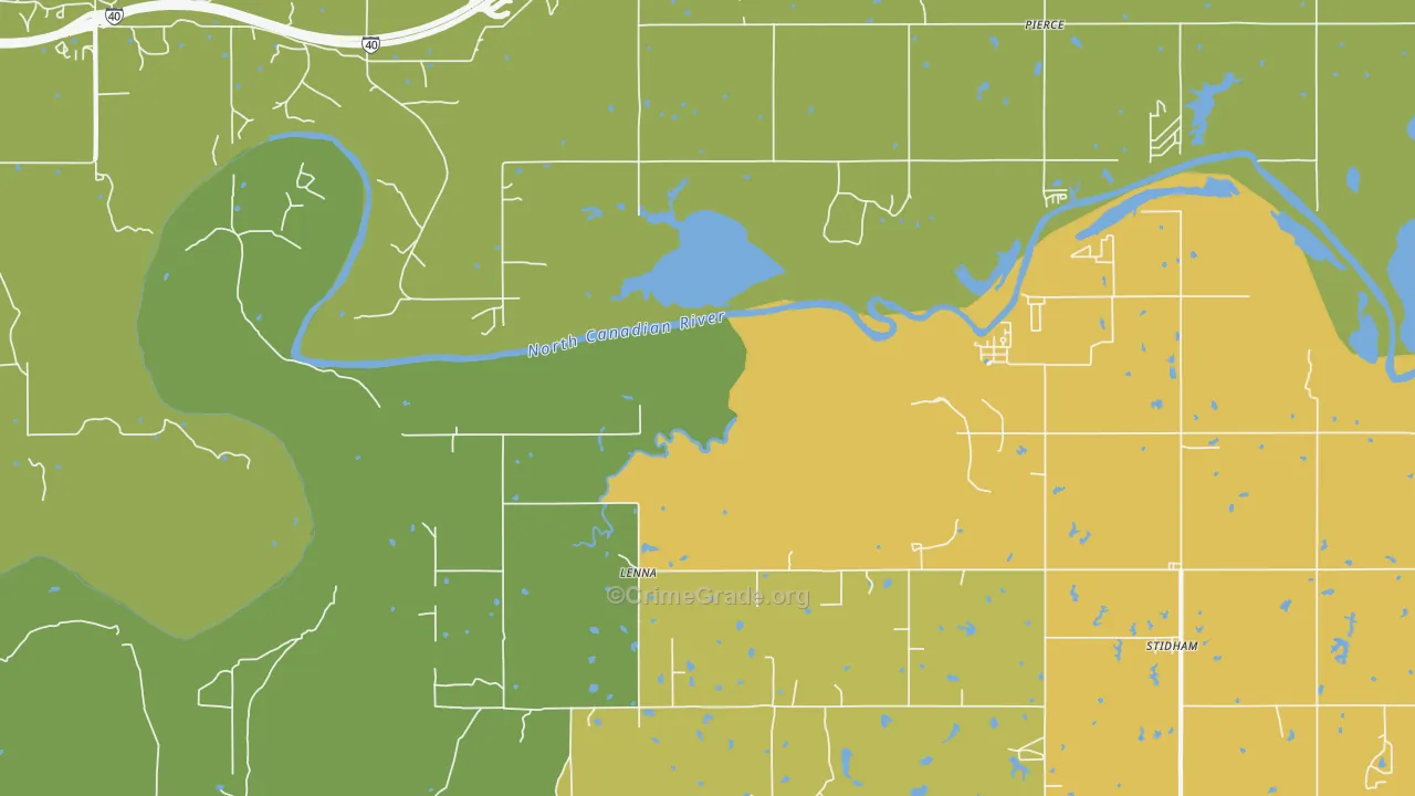 Lenna, OK Map of Vehicle Theft Rates