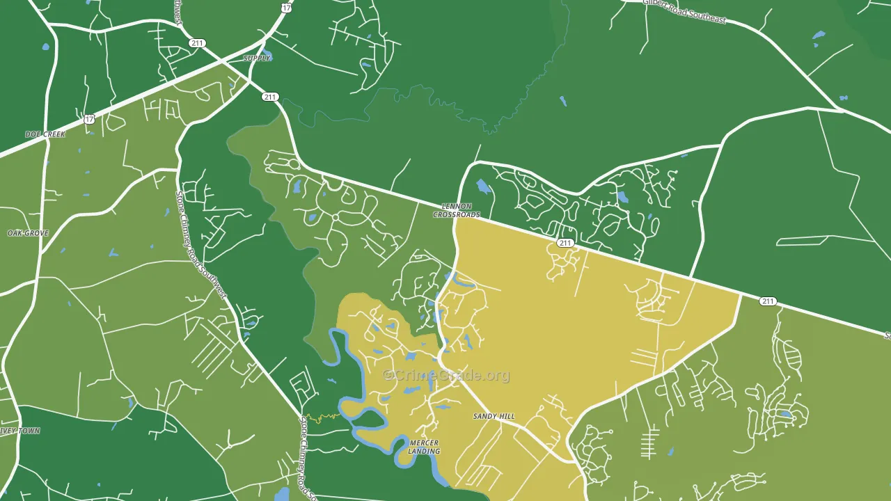 Lennon Crossroads, NC Map of Vehicle Theft Rates