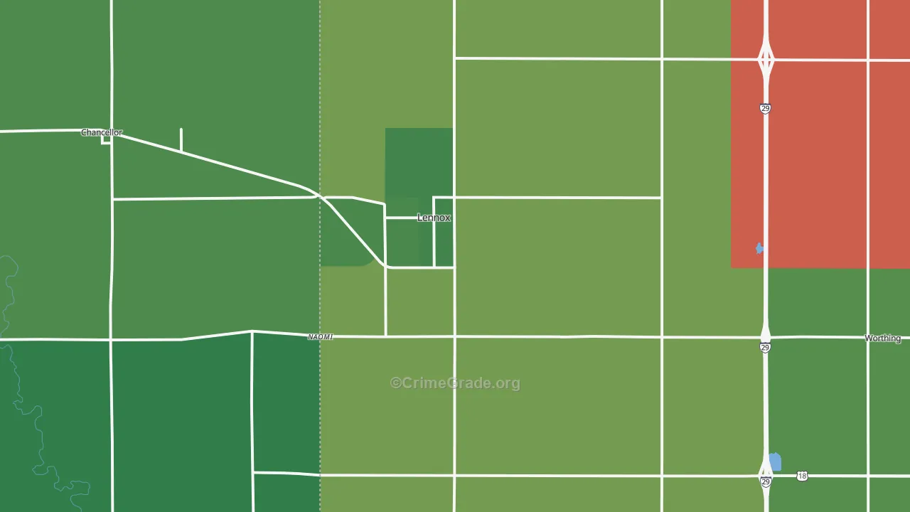 Lennox, SD Map of Vehicle Theft Rates