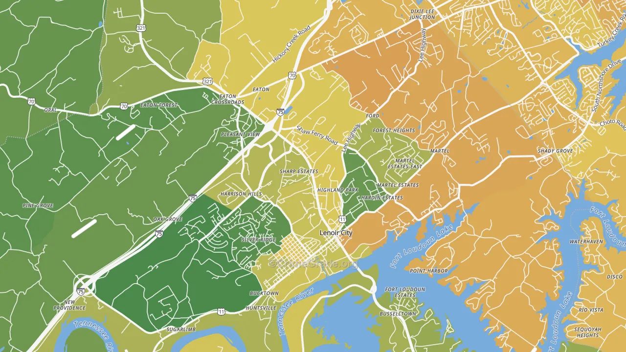 Lenoir City, TN Map of Vehicle Theft Rates