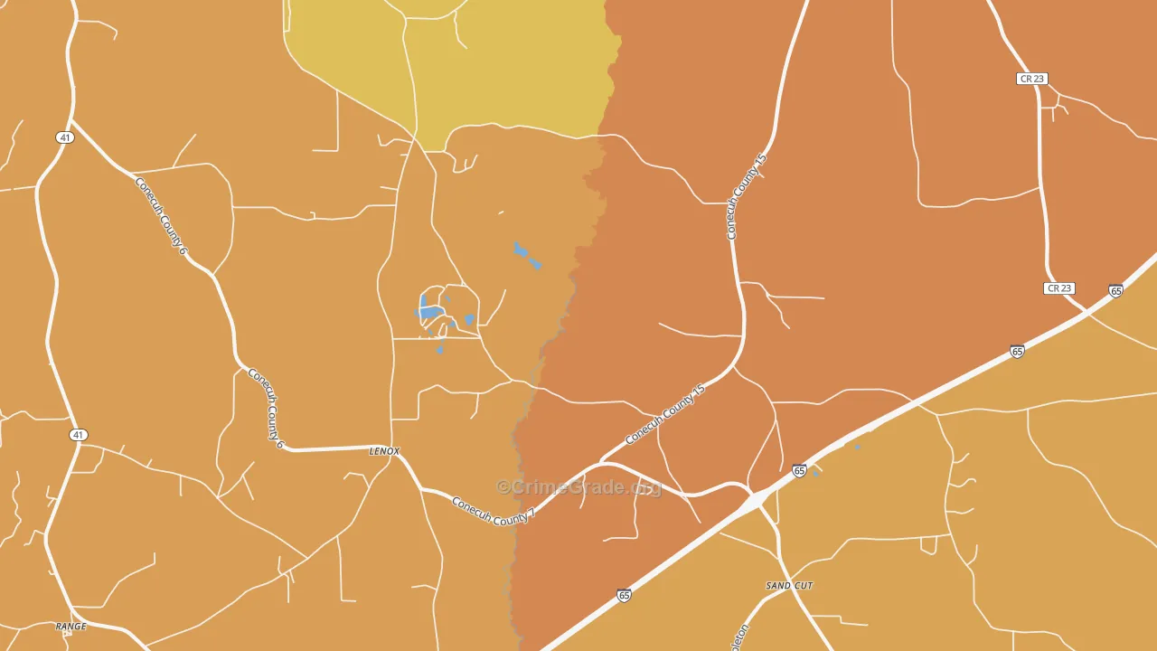 Lenox, AL Map of Vehicle Theft Rates