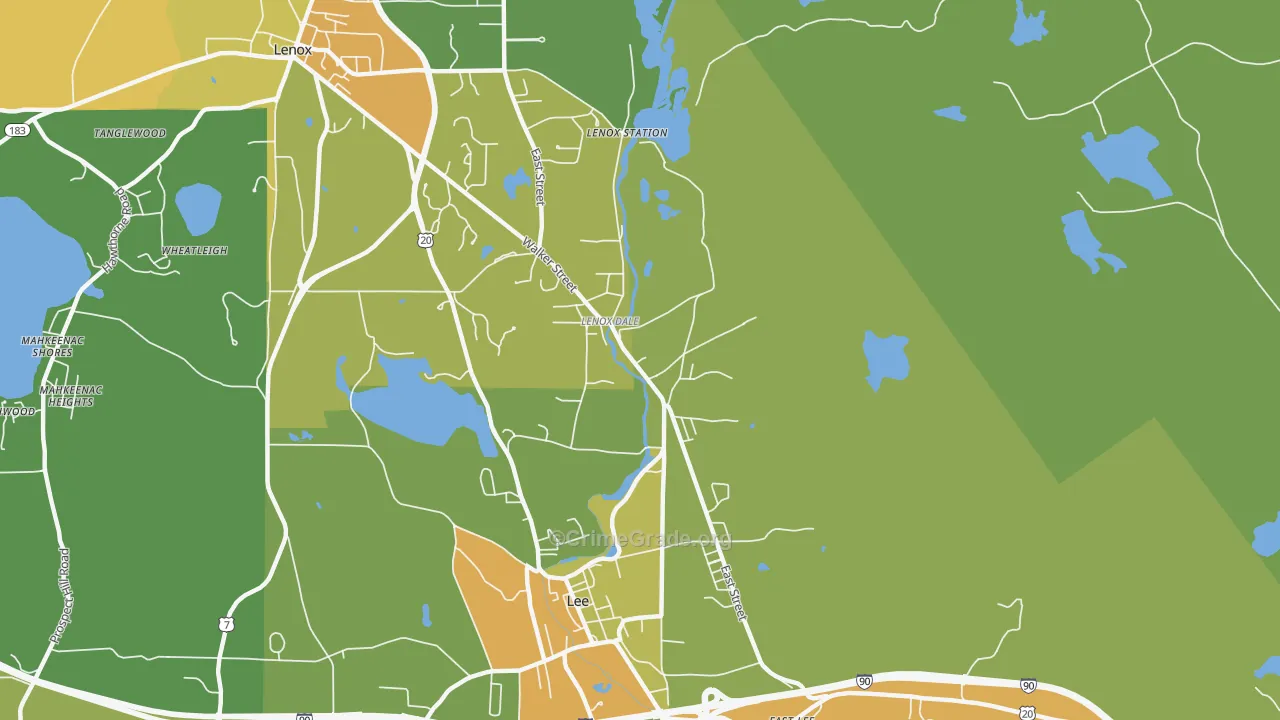 Lenox Dale, MA Map of Vehicle Theft Rates