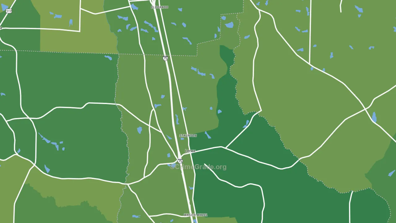 Lenox, GA Map of Vehicle Theft Rates