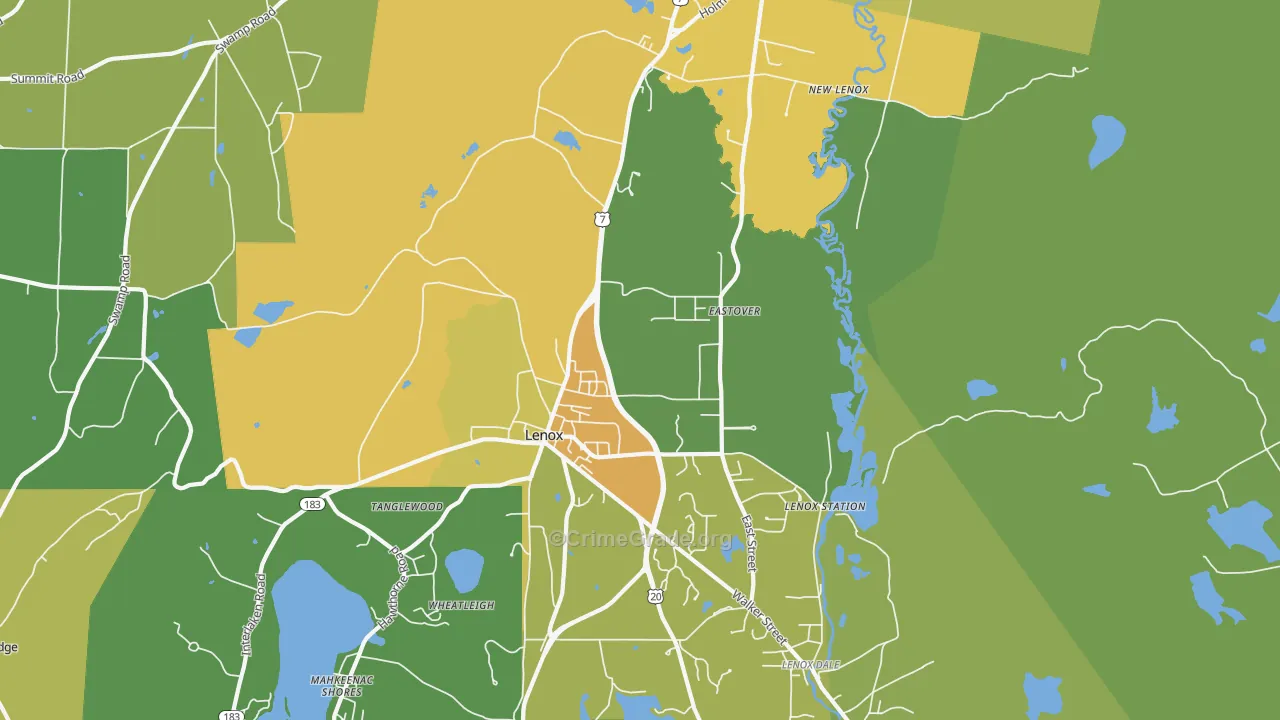 Lenox, MA Map of Vehicle Theft Rates