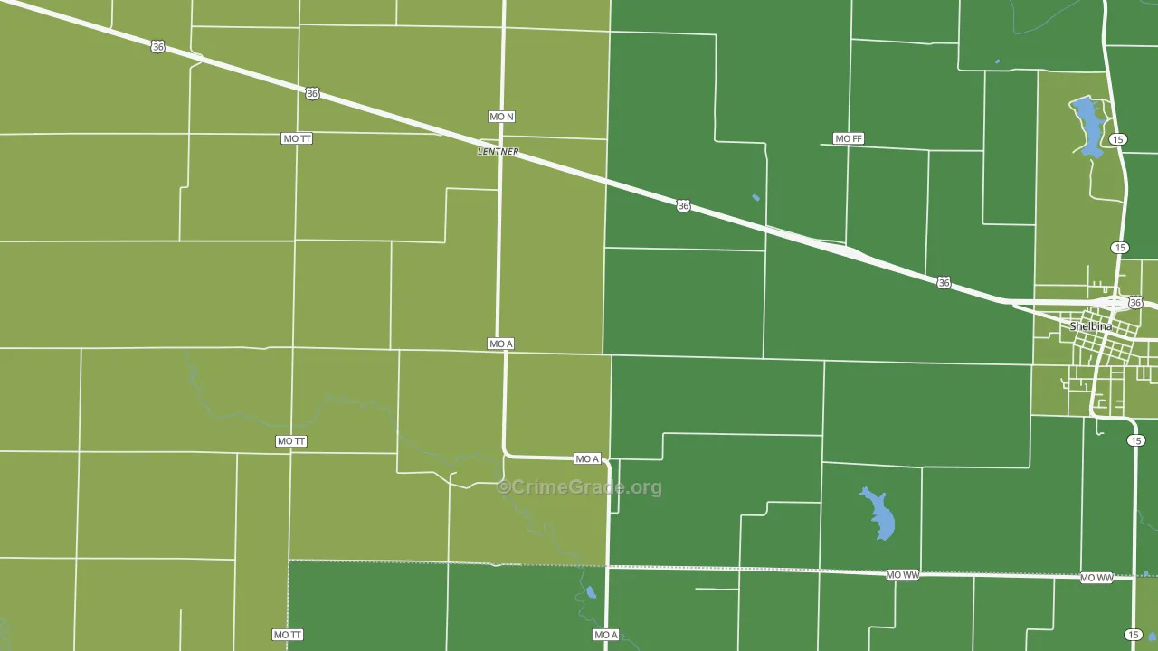 Lentner, MO Map of Vehicle Theft Rates