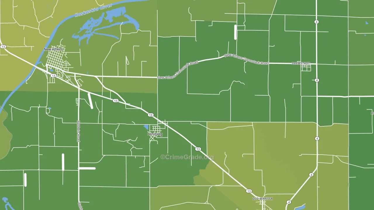 Lenzburg, IL Map of Vehicle Theft Rates