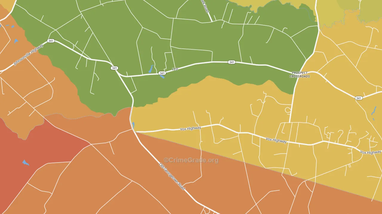 Leo, SC Map of Vehicle Theft Rates