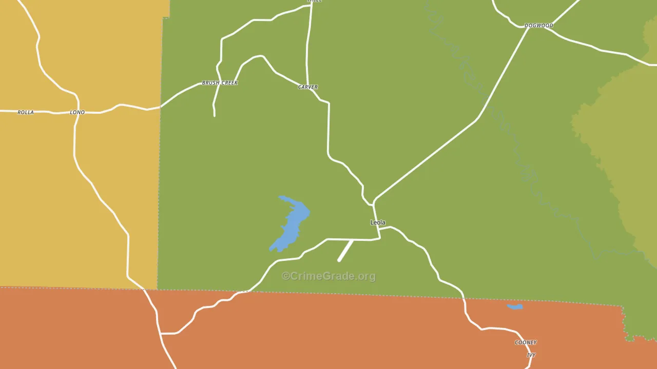 Leola, AR Map of Vehicle Theft Rates