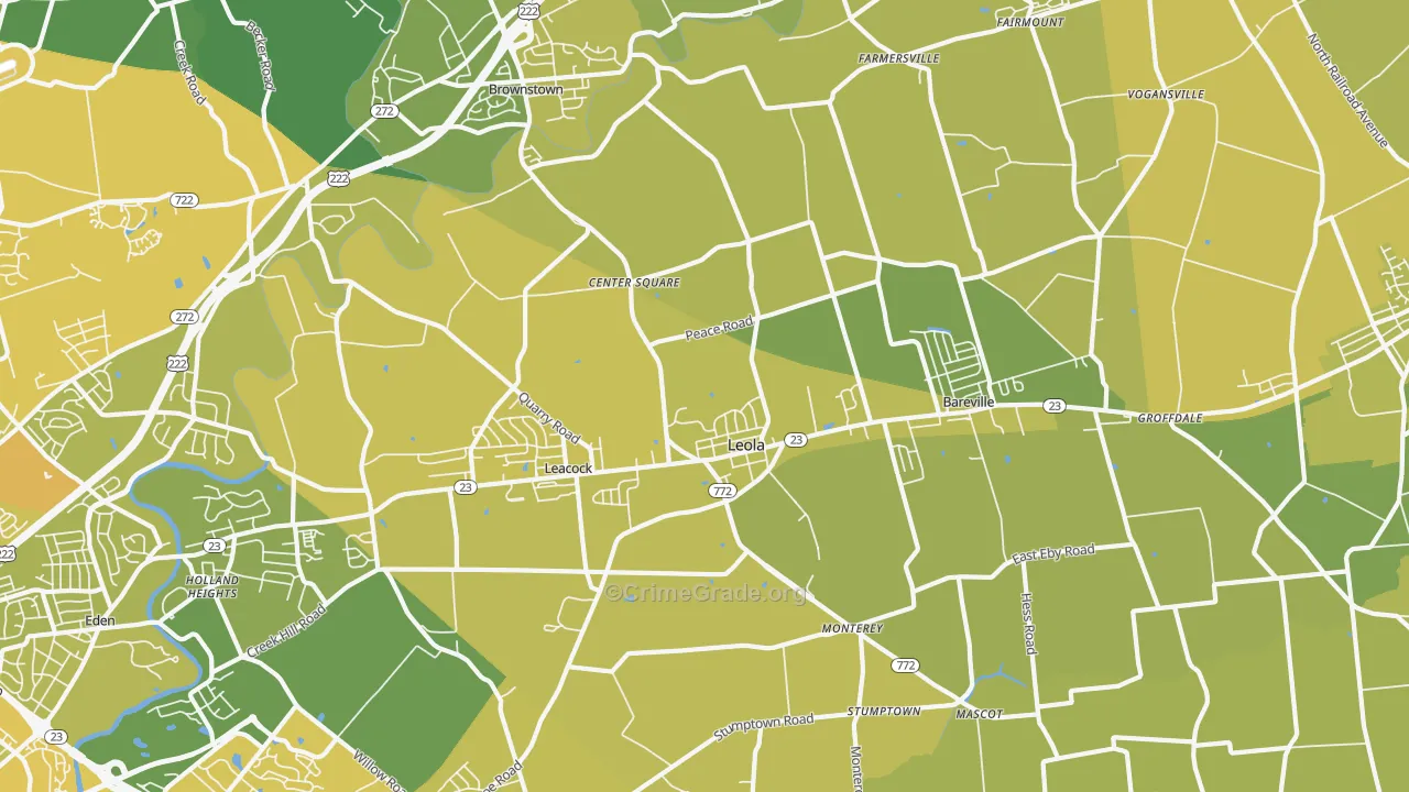 Leola, PA Map of Vehicle Theft Rates