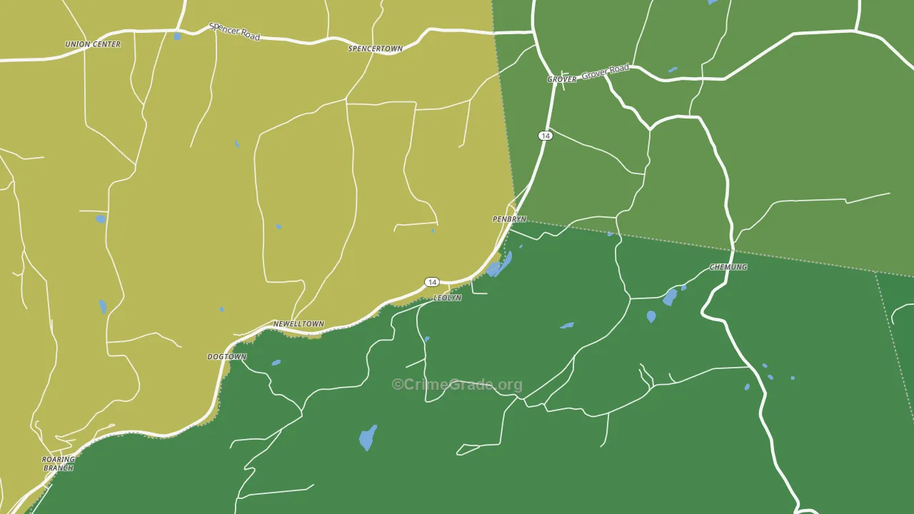 Leolyn, PA Map of Vehicle Theft Rates