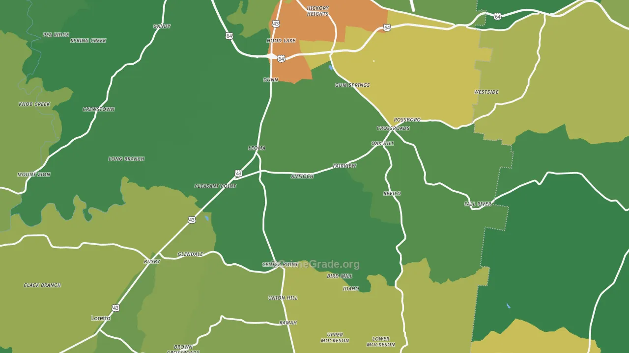 Leoma, TN Map of Vehicle Theft Rates