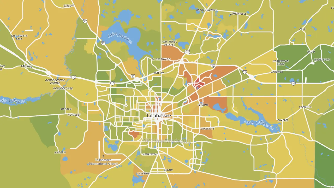 Leon County, FL Map of Vehicle Theft Rates