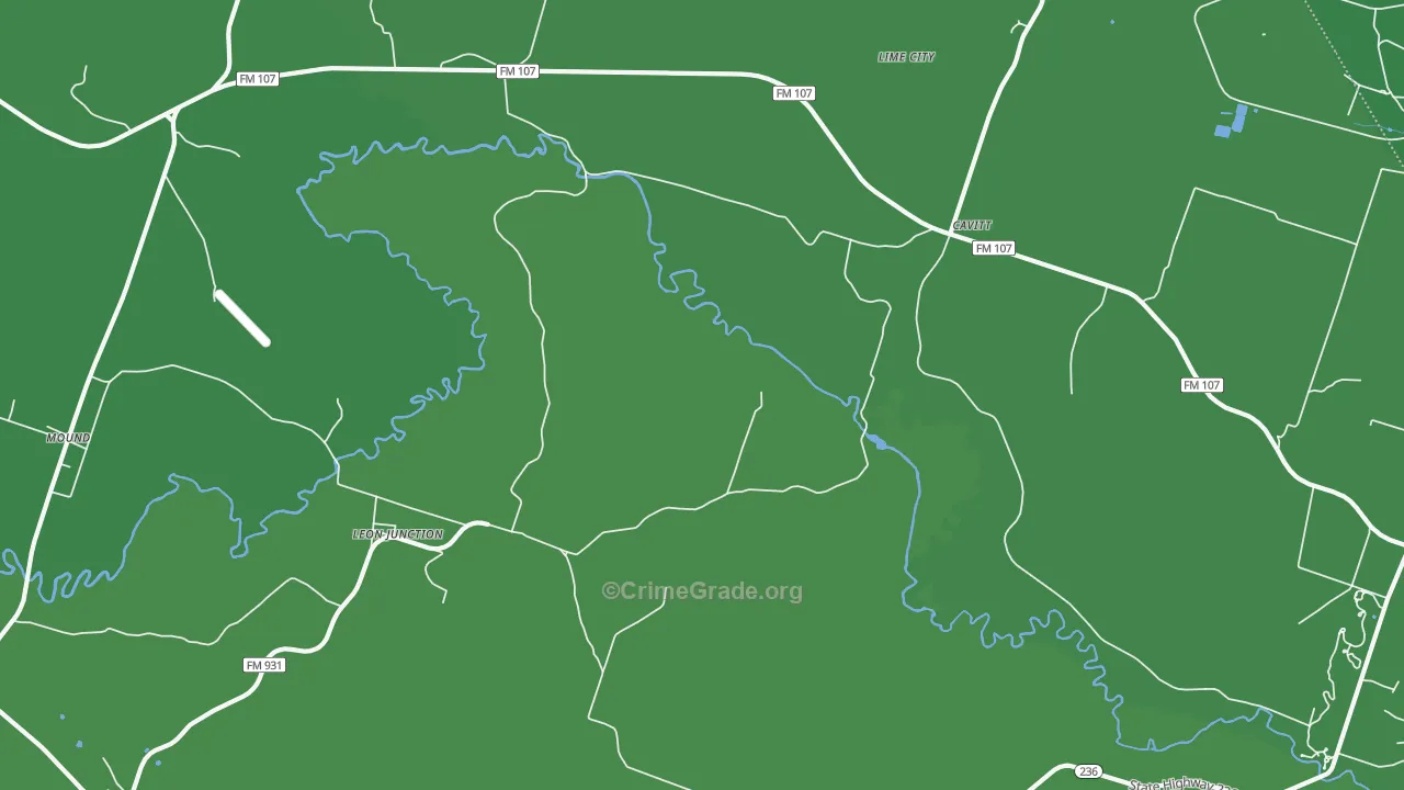 Leon Junction, TX Map of Vehicle Theft Rates
