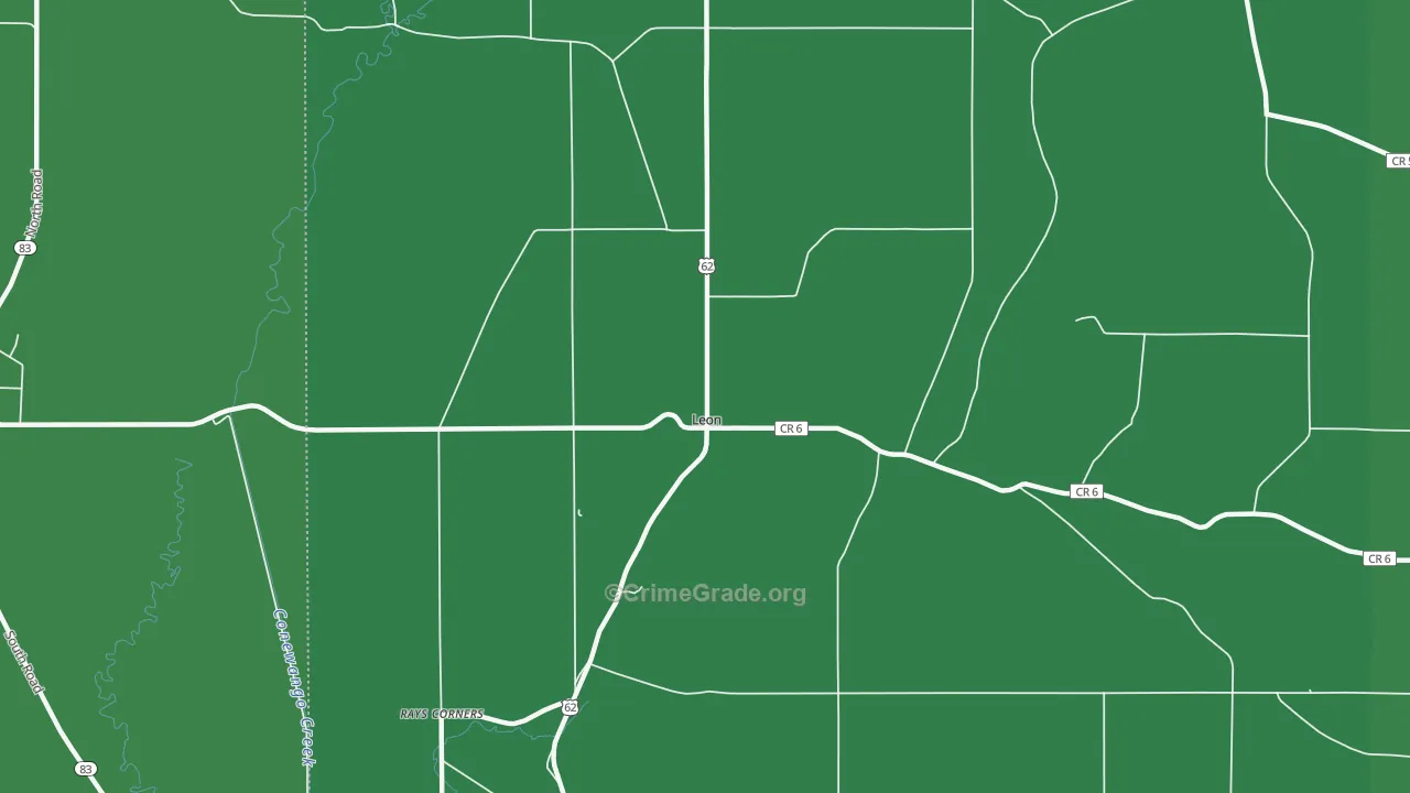 Leon, NY Map of Vehicle Theft Rates