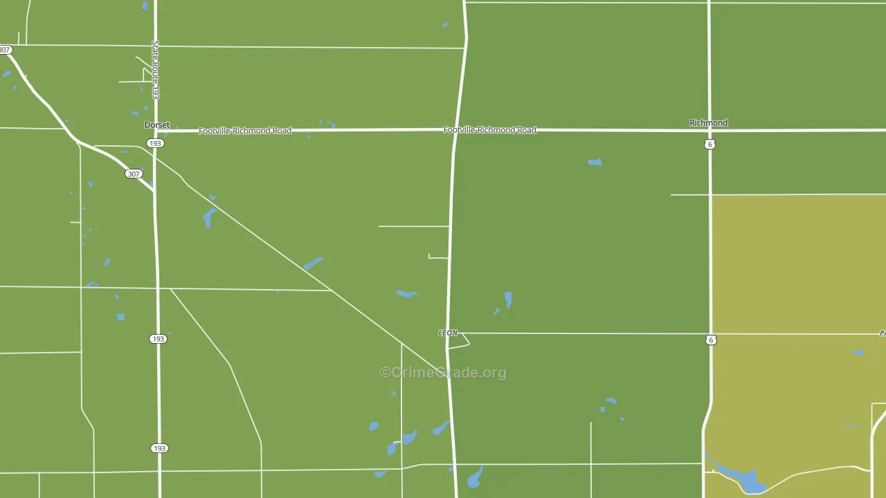 Leon, OH Map of Vehicle Theft Rates