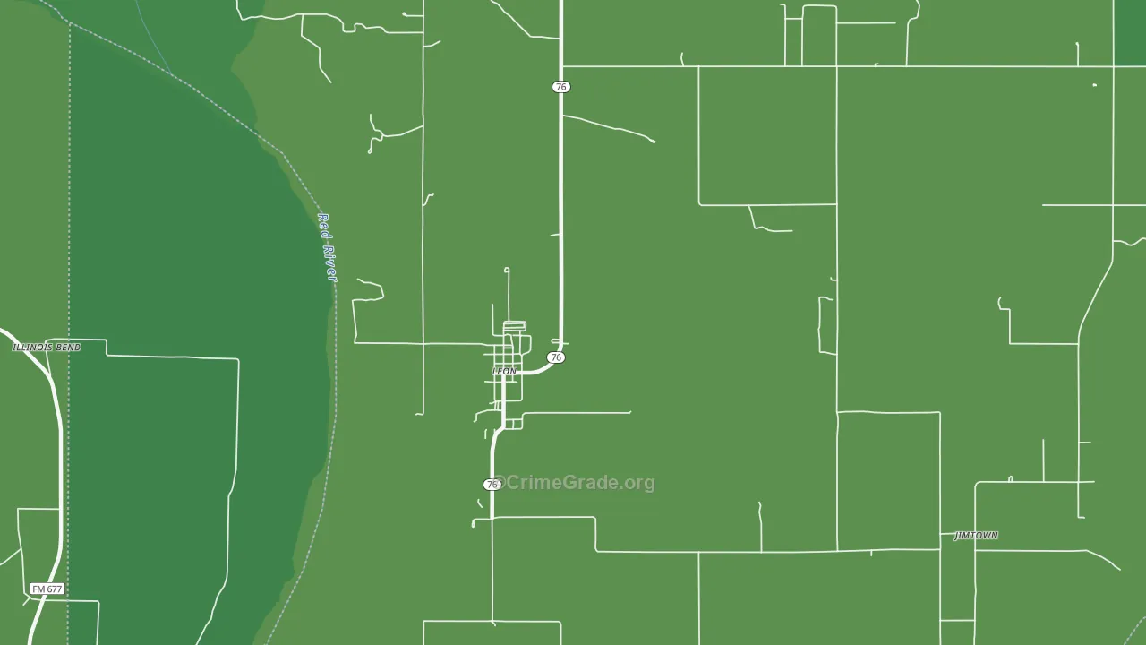 Leon, OK Map of Vehicle Theft Rates
