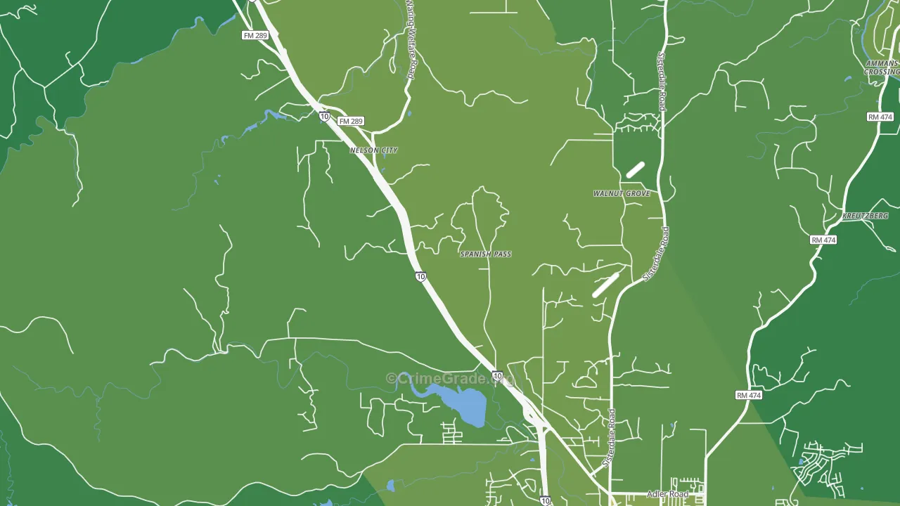 Leon Springs, TX Map of Vehicle Theft Rates