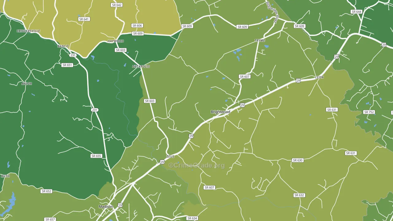 Leon, VA Map of Vehicle Theft Rates