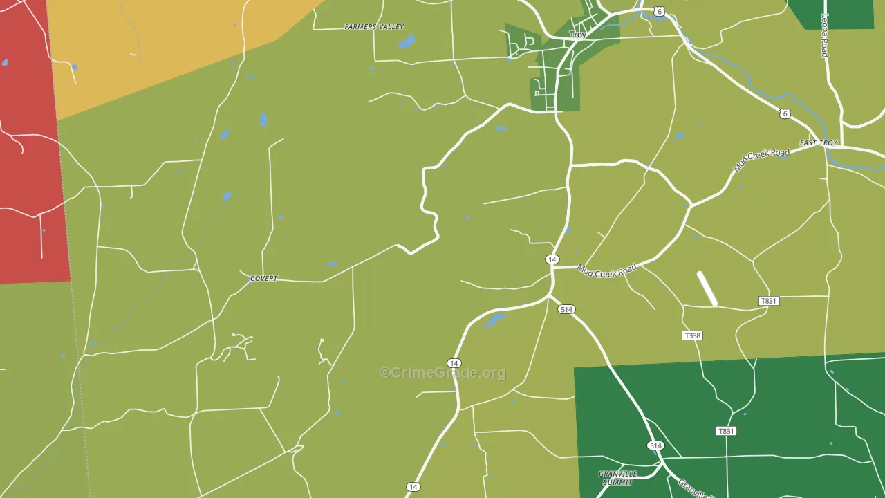 Leona, PA Map of Vehicle Theft Rates