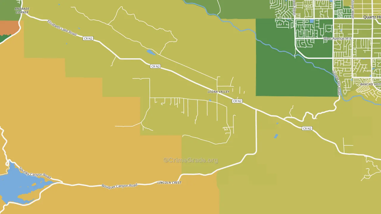 Leona Valley, CA Map of Vehicle Theft Rates