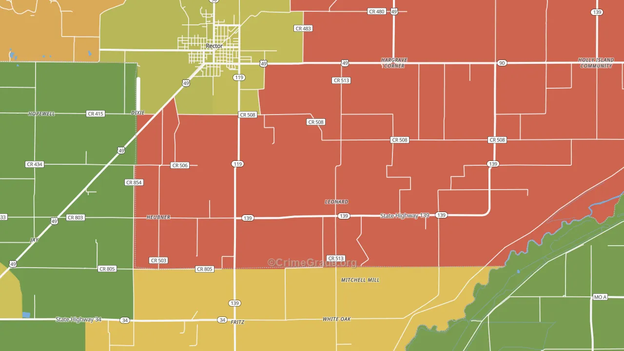 Leonard, AR Map of Vehicle Theft Rates