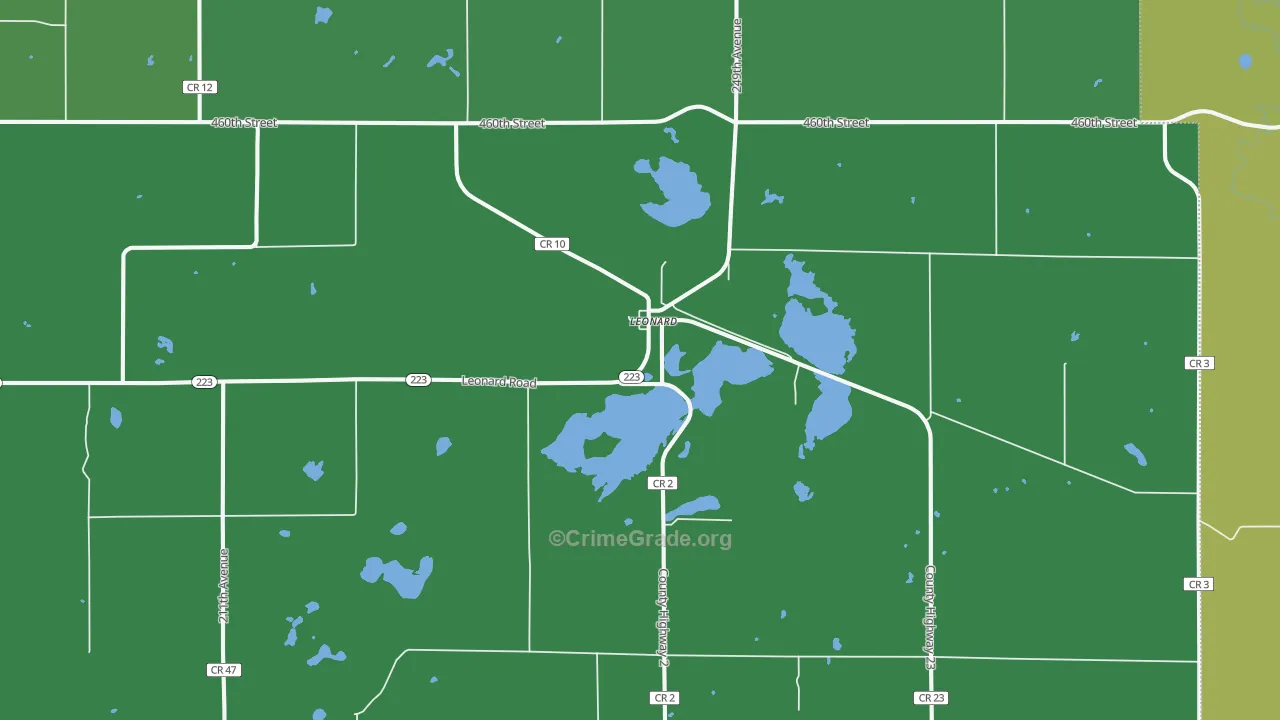 Leonard, MN Map of Vehicle Theft Rates
