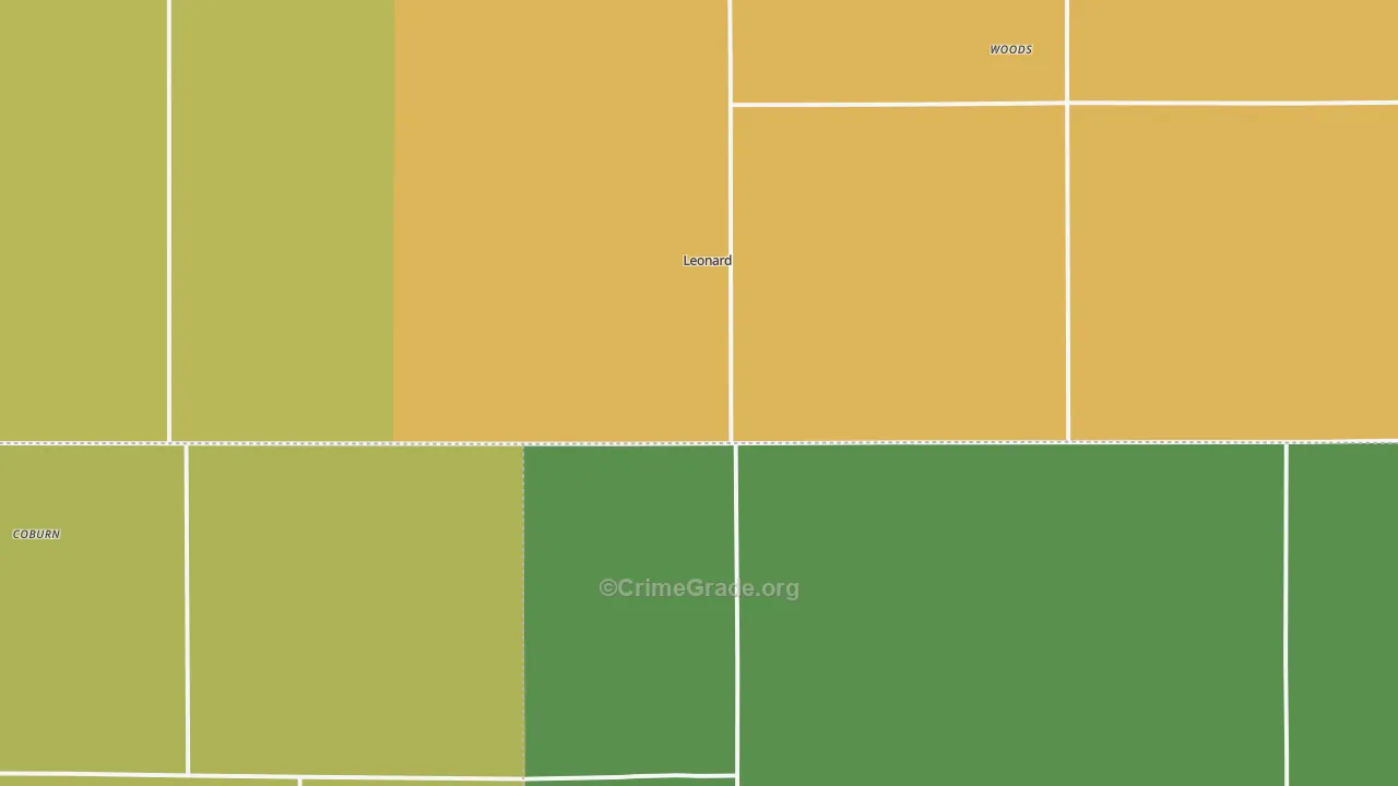 Leonard, ND Map of Vehicle Theft Rates
