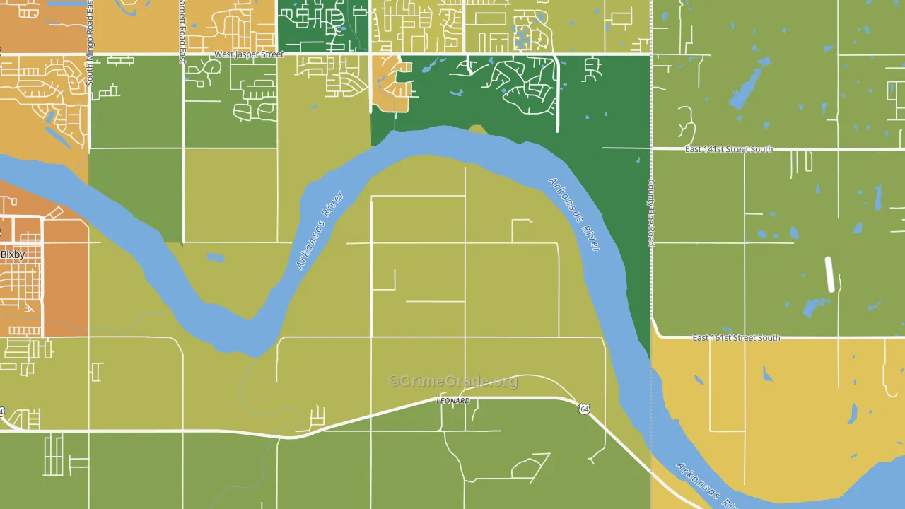 Leonard, OK Map of Vehicle Theft Rates