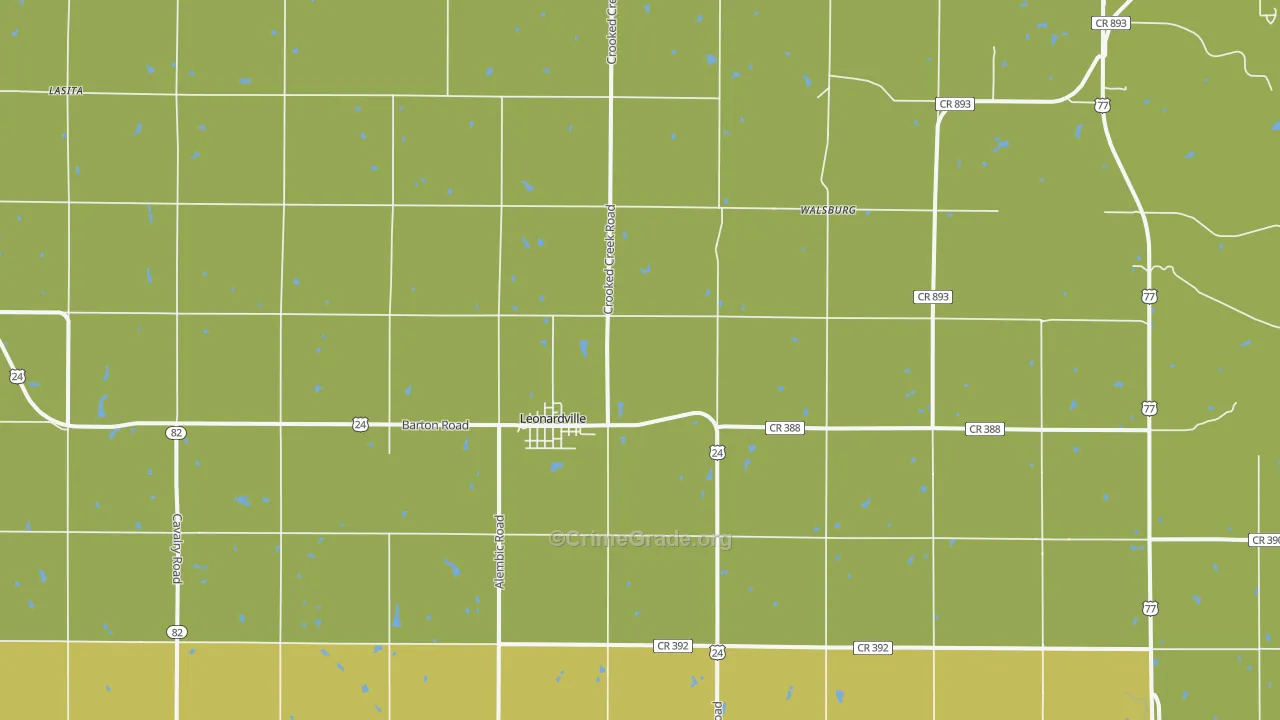Leonardville, KS Map of Vehicle Theft Rates