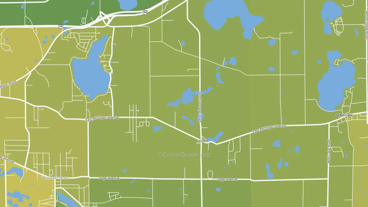 Leoni, MI Map of Vehicle Theft Rates