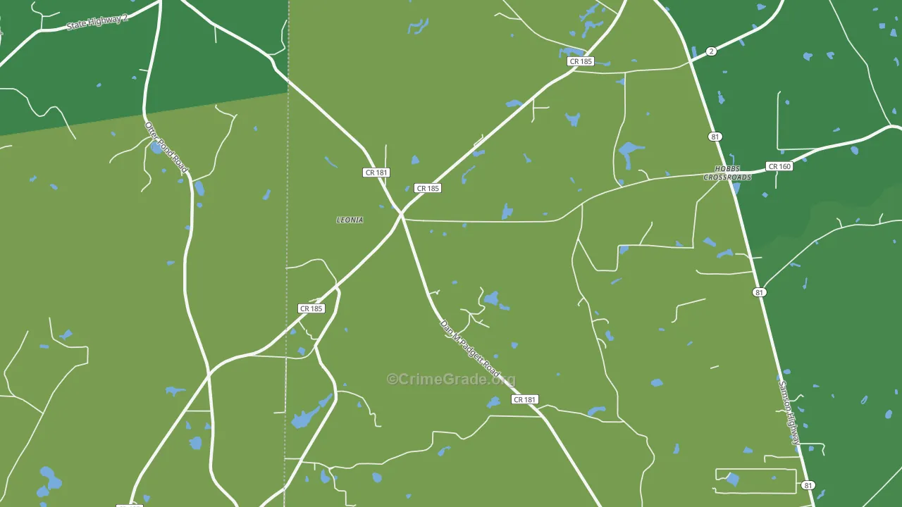 Leonia, FL Map of Vehicle Theft Rates