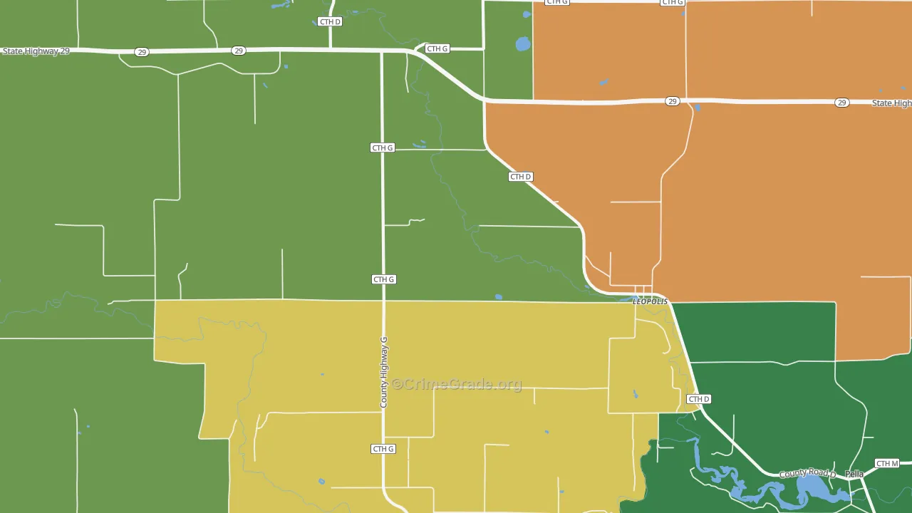 Leopolis, WI Map of Vehicle Theft Rates