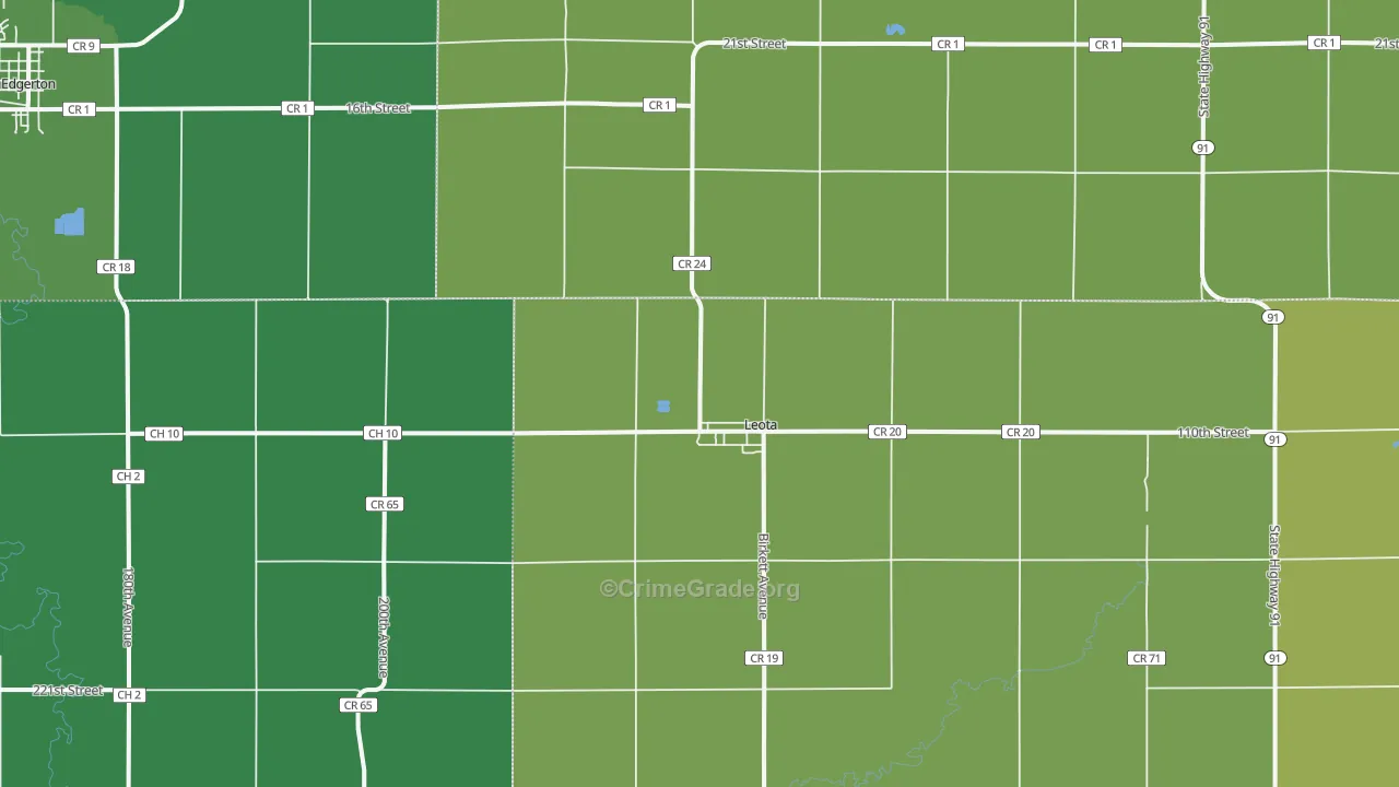 Leota, MN Map of Vehicle Theft Rates